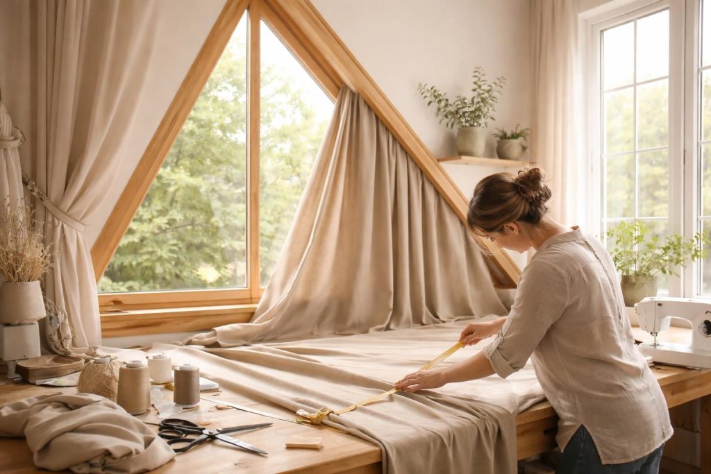 apprenez à fabriquer un rideau sur mesure pour une fenêtre triangulaire avec notre guide étape par étape, facile et économique.