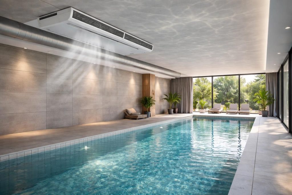 calculez facilement la capacité et les performances idéales de votre déshumidificateur pour piscine intérieure afin de maintenir un air sain et sans humidité.