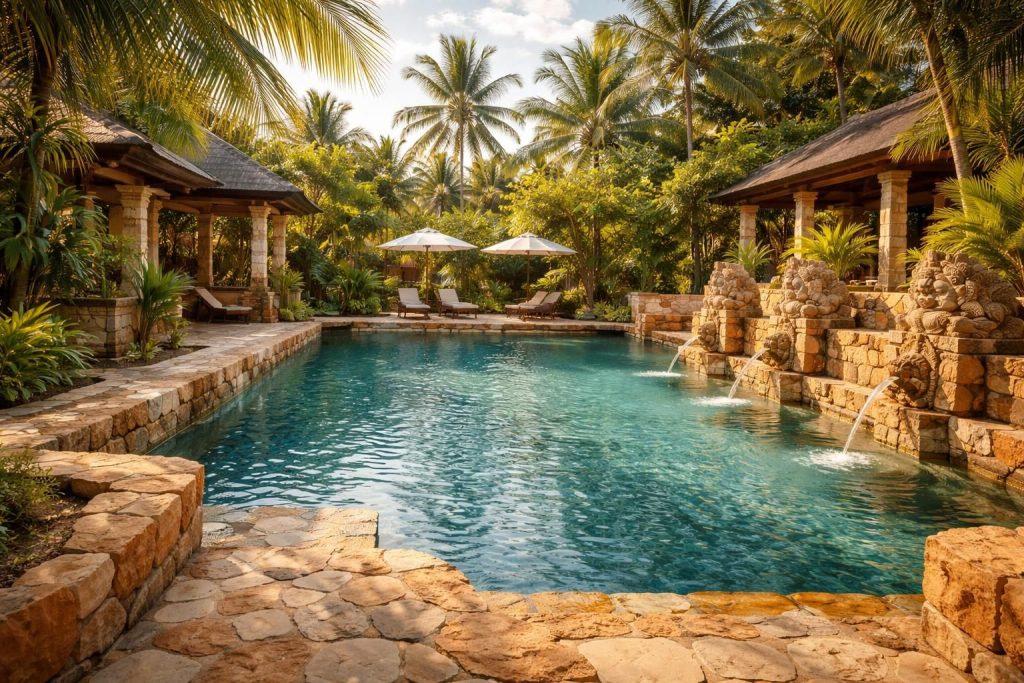 découvrez la pierre de bali idéale pour sublimer votre piscine, alliant esthétique naturelle et durabilité pour un espace extérieur élégant et confortable.